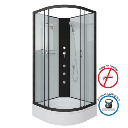 Душевая кабина Niagara Classic 67031414BKG 80х80 четверть круга без крыши ориентация универсальная