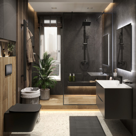 Смеситель Bond Cube B03-2188 на раковину черный матовый без термостата