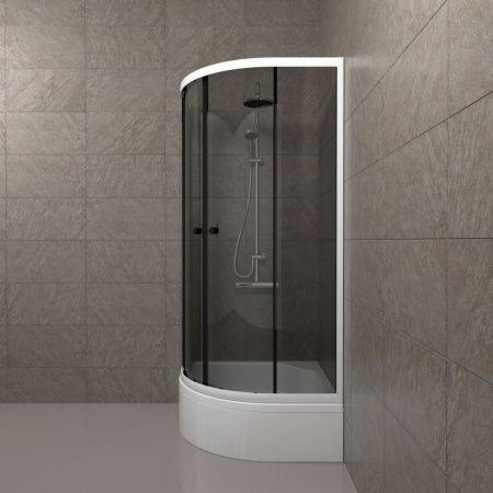 Душевой уголок Тритон Грэй Щ0000066465 90х90 стекло тонированное профиль белый с поддоном