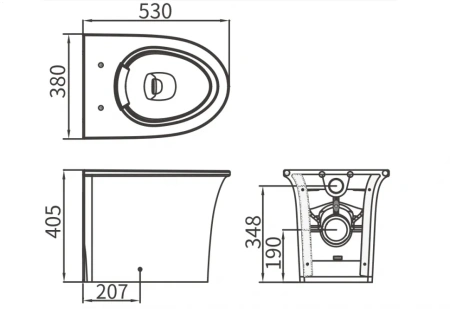 Чаша унитаза приставная Arrow AB2191 цвет белый без сиденья безободковая каскадный смыв