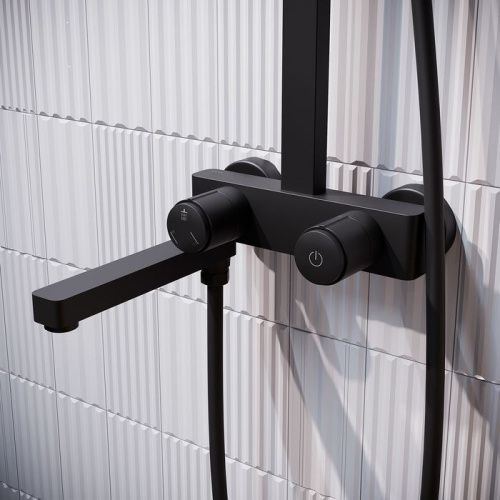 Душевая стойка IDDIS Slide SLIBLBTi06 настенная цвет черный матовый - фото 3