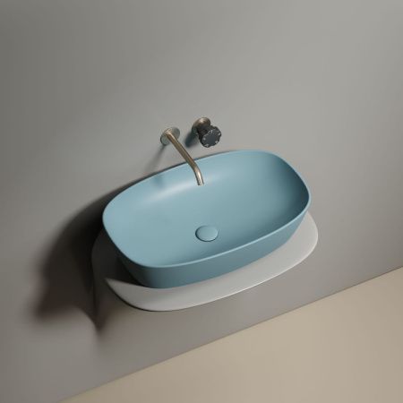 Раковина из сантехнического фарфора Ceramica Nova ELEMENT CN6049MLG 60х40 накладная цвет зеленый без отверстий под смеситель