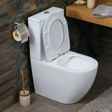 Унитаз напольный с бачком Melana MLN-310308 белый с сиденьем микролифт безободковый