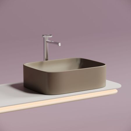 Раковина из сантехнического фарфора Ceramica Nova ELEMENT CN6052MC 50х40 накладная цвет коричневый без отверстий под смеситель