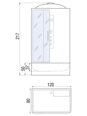 Душевая кабина River VITIM 10000003205 120х80 прямоугольная с крышей ориентация универсальная