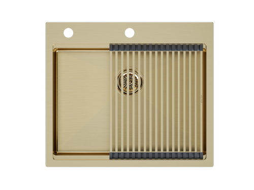 Мойка кухонная Paulmark PM705951-BG+R405-BG 59х51 брашированное золото