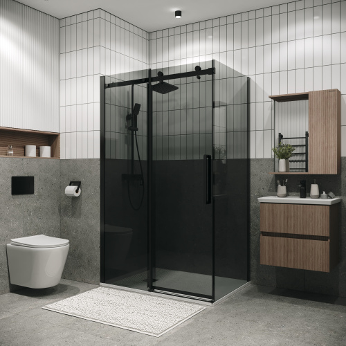 Душевой уголок Grossman Classic 120.K33.04.1390.21.10 130х90 стекло тонированное профиль черный матовый - фото 5