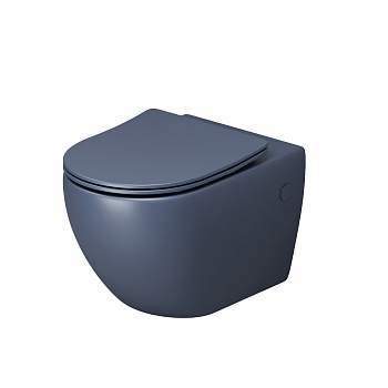 Унитаз подвесной Grossman Color GR-4411BLMS синий матовый с сиденьем безободковый каскадный смыв