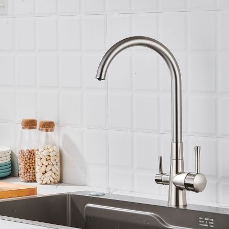 Смеситель для кухни Shevanik S428L на мойку сатин