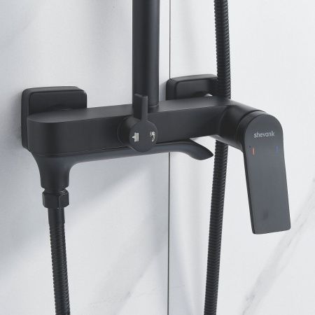 Душевая стойка Shevanik S4136H настенная цвет черный