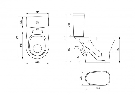 Унитаз-компакт напольный с бачком Santek Уно 1WH501613 белый с сиденьем микролифт каскадный смыв