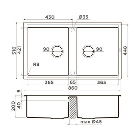 Кухонная мойка Omoikiri Kitagawa 86-2 4993491 85х50 цвет серый