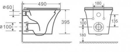 Унитаз подвесной CeramaLux 2622E белый с сиденьем микролифт каскадный смыв