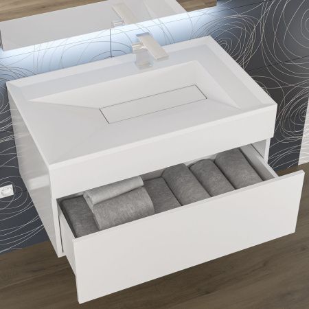 Раковина из искусственного камня Uperwood Lotus 35480000000 80х50 полувстраиваемая цвет белый