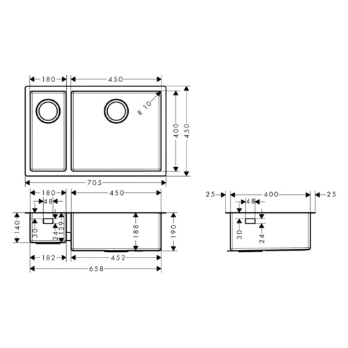 Кухонная мойка Hansgrohe 43429800 65х40 цвет хром поверхность глянцевая - фото 2