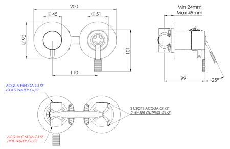 Смеситель для душа Remer Atelier AL92ZPRP встраиваемый в стену медь