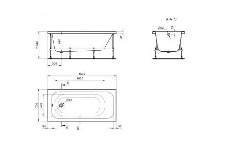 Ванна акриловая Santek Ламма 1WH501746 150х70 пристенная прямоугольная без каркаса