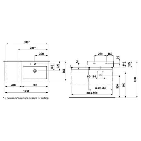 Раковина керамическая Laufen Living City 8.1843.1.000.104.1 100х50 накладная цвет белый 1 отверстие под смеситель