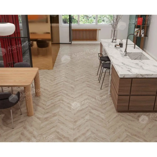SPC ламинат Alpine Floor Chervon Alpine ECO 18-21 MC Гикори Chevron толщина 0.5 см 43 класс 600х127 - фото 3