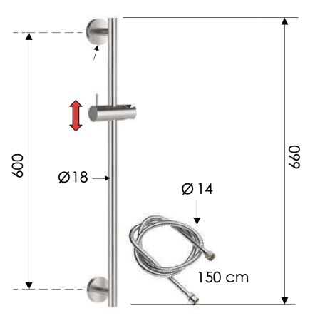 Душевая штанга Remer X Style Inox SS317M332 цвет нержавеющая сталь