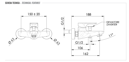 Смеситель для ванны Remer Infinity I05BO настенный белый