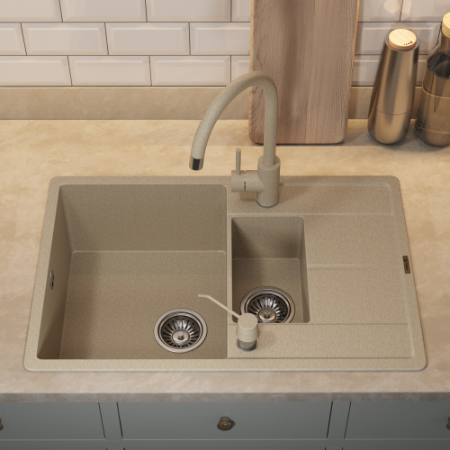 Кухонная мойка Uperwood Quartz Premium UPD-05 3910202117 78x51 цвет бежевый матовый - фото 4