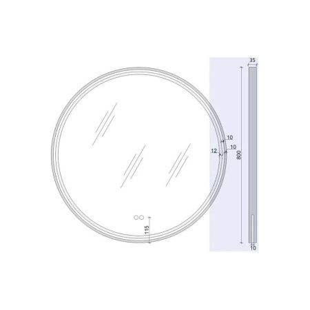 Зеркало с подсветкой и антизапотевателем Maretti Elena EA1480R03EL 80х80 подвесное