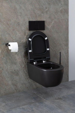 Чаша унитаза подвесная Allen Brau Priority 4.31002.31 цвет черный матовый без сиденья безободковая каскадный смыв