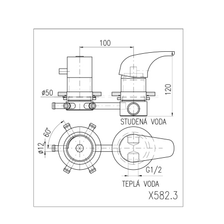 Смеситель для душа RavSlezak X582 встраиваемый в стену хром