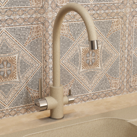 Смеситель для кухни Uperwood Quartz UPD-Q-01-02 UPD-Q-01-02 на мойку/столешницу бежевый матовый