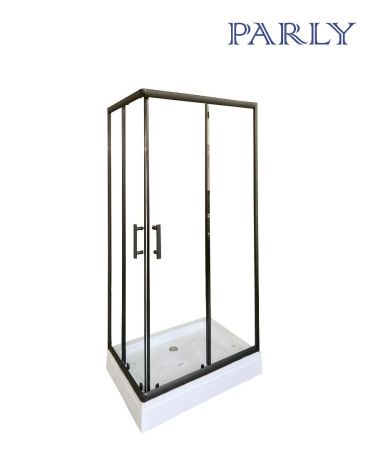 Душевой уголок Parly QZ71B N 100х70 стекло прозрачное профиль черный с поддоном