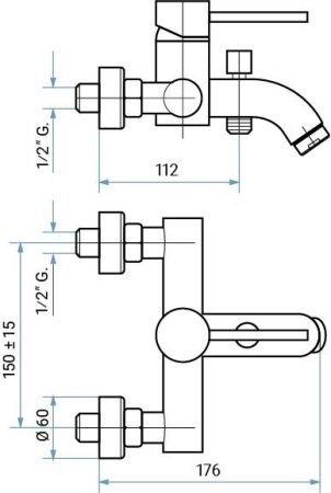 Смеситель Emmevi Piper 45001/BR настенный бронза