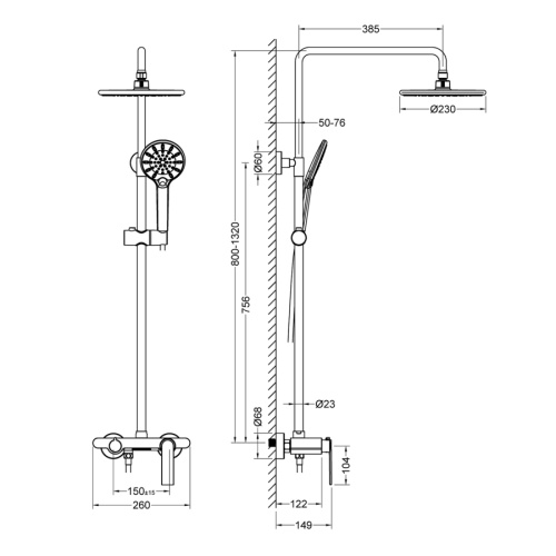 Душевая стойка Timo Tetra-thermo SX-0169/00 настенная цвет черный матовый - фото 3 Душевая стойка Timo Tetra-thermo SX-0169/00 настенная цвет черный матовый - фото 3