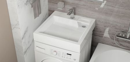 Раковина из искусственного камня Uperwood Vission 45483000002 60х60 над стиральной машиной цвет белый