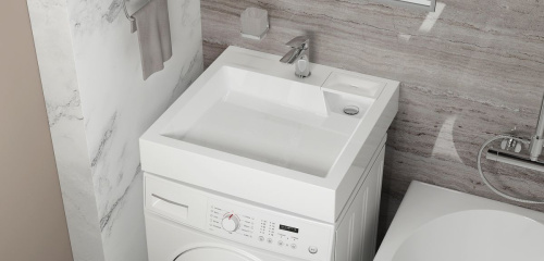 Раковина Uperwood Vission 60 см 45483000002 над стиральной машиной цвет белый - фото 3