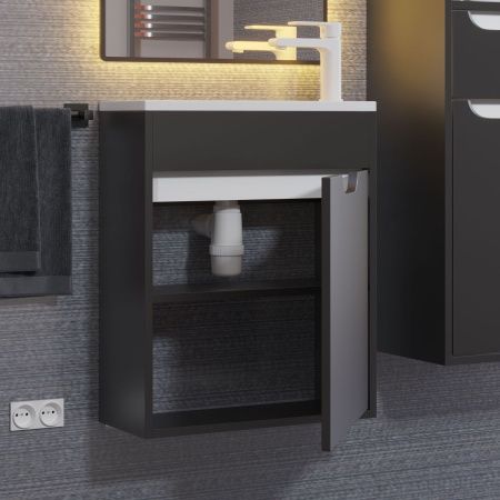 Тумба под раковину Uperwood Modul 2930205360 50х20 подвесная цвет черный