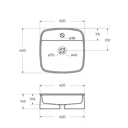 Раковина керамическая Cezares CZR-6581 40х40 накладная цвет белый 1 отверстие под смеситель
