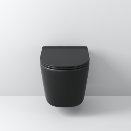 Унитаз подвесной Grossman Торнадо GR-4477BMSQ черный матовый с сиденьем микролифт безободковый смыв торнадо