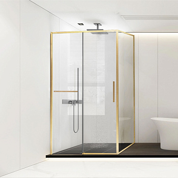 Душевой уголок Vincea Slim Soft VSR-1SS9013CLG 130х90 стекло прозрачное профиль золото брашированное без поддона Душевой уголок Vincea Slim Soft VSR-1SS9013CLG 130х90 стекло прозрачное профиль золото брашированное без поддона