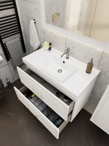 Тумба с раковиной La Fenice Cubo TWIN NFNC-01-CUB-B-80-2-1-80 90х62х49 подвесная цвет белый - фото 5