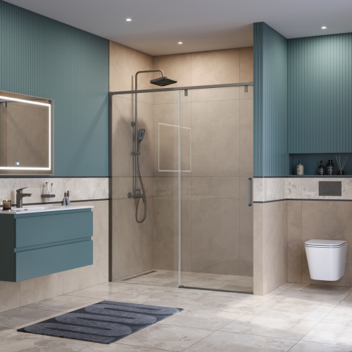 Душевая дверь BelBagno SOFT CLOSE-1 SOFT_CLOSE-1-BF-1-160-C-GM 160х200 стекло прозрачное профиль оружейная сталь - фото 3