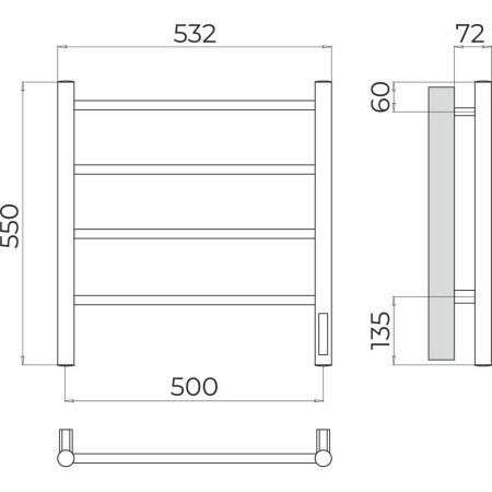Полотенцесушитель электрический Terminus 4670078544391 55х55 хром