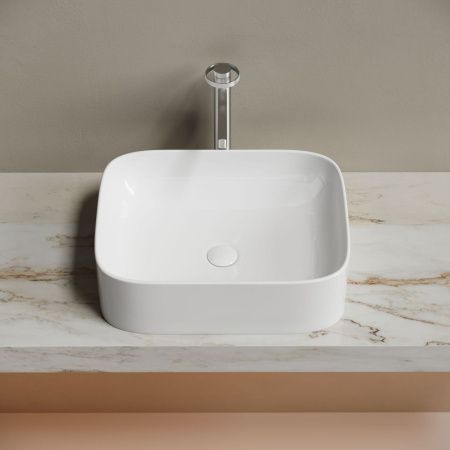 Раковина из сантехнического фарфора Ceramica Nova ELEMENT CN6052 50х40 накладная цвет белый без отверстий под смеситель