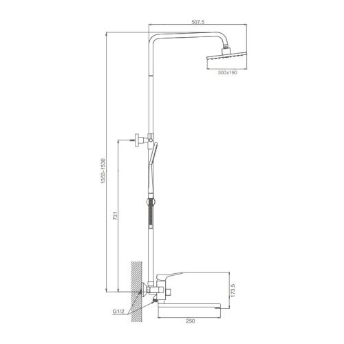 Душевая стойка ProHanss P62.24 настенная цвет хром - фото 3