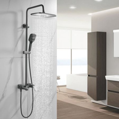 Душевая стойка Shevanik S4136T настенная цвет оружейная сталь