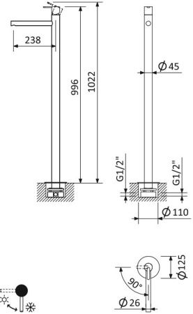 Смеситель Cezares LEAF LEAF-TVP-L-01-W0 напольный хром