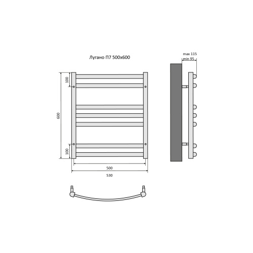 Полотенцесушитель Aquatek Лугано AQ DOC0760CH 50х60 водяной хром - фото 4