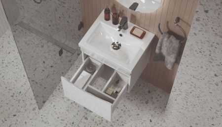 Тумба под раковину Velvex VIZO tp.VIZ.COM.50.1Y 50х40 подвесная цвет белый