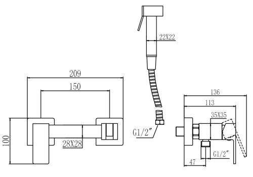Гигиенический душ со смесителем Savol S-FXQ005B золото - фото 2