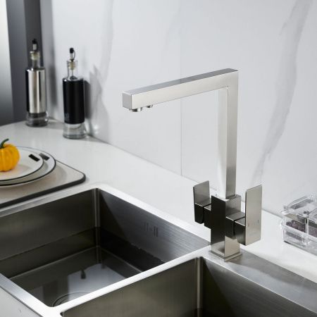 Смеситель для кухни Shevanik S148L на мойку сатин